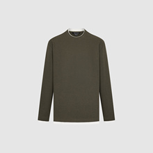 UR国内代购2025冬季男装休闲撞色边华夫格圆领长袖T恤UML450277