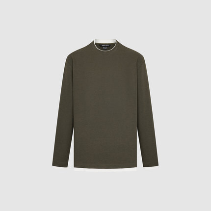 UR国内代购2025冬季男装休闲撞色边华夫格圆领长袖T恤UML450277