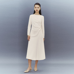 UR国内代购2026春季女装魅力简约褶皱收腰斜裁连衣裙UWG760017