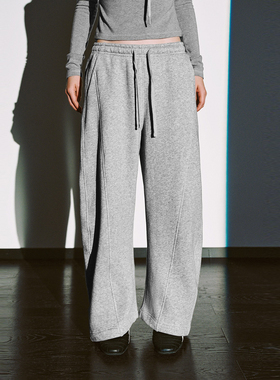 UR国内代购2025冬季女装简约休闲松紧腰抽绳高腰弯刀裤UYL650096