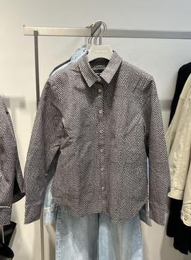 UR国内代购2025秋季女装时尚百搭翻领撞色纹理宽松外套UWG150143