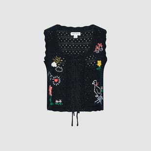 UR国内代购2026春季女装浪漫田园意趣刺绣镂空针织毛衣UYL960028