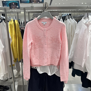 UR国内代购2025秋季女装休闲多巴胺串珠装饰针织开衫UYL950240