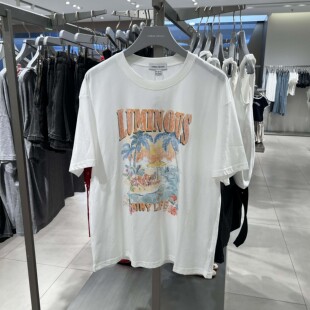 UR国内代购2026夏季女装休闲度假风复古做旧印花短袖T恤UYL460132