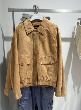 UR国内代购2025秋季女装时尚潮流风工装翻领麂皮皮衣UWH150057