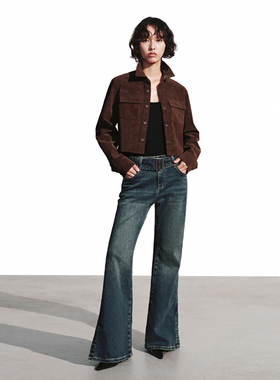 UR国内代购2025冬季女装时尚琥珀流光风双口袋开襟衬衫UYV250056