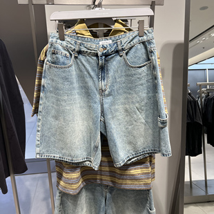 UR国内代购2025夏季男装时尚休闲复古风水洗牛仔短裤UML850060