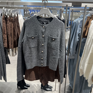 UR国内代购2025秋季女装气质格雷系亮片纽扣针织开衫UWM950106