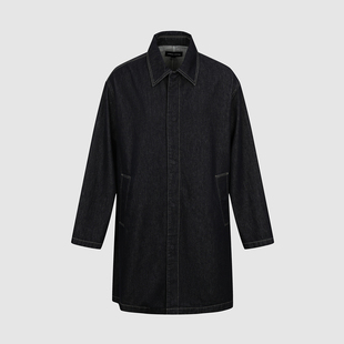 UR国内代购2025冬季男装休闲时尚翻领明线风衣牛仔外套UMF850093