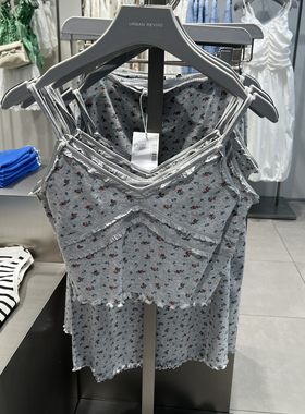 UR国内代购2025春季女装拼接蕾丝碎花超短款吊带背心UYL450046