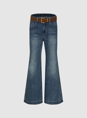 UR国内代购2026春季女装时髦魅力水洗腰带喇叭牛仔裤UWG860016