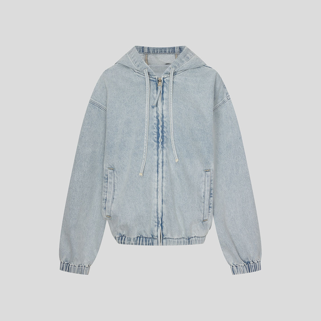 UR国内代购2025冬季男装休闲做旧水洗连帽系带牛仔外套UUY850027