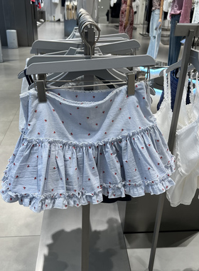 UR国内代购2025夏季女装甜美休闲撞色刺绣条纹短款半裙UYL550034