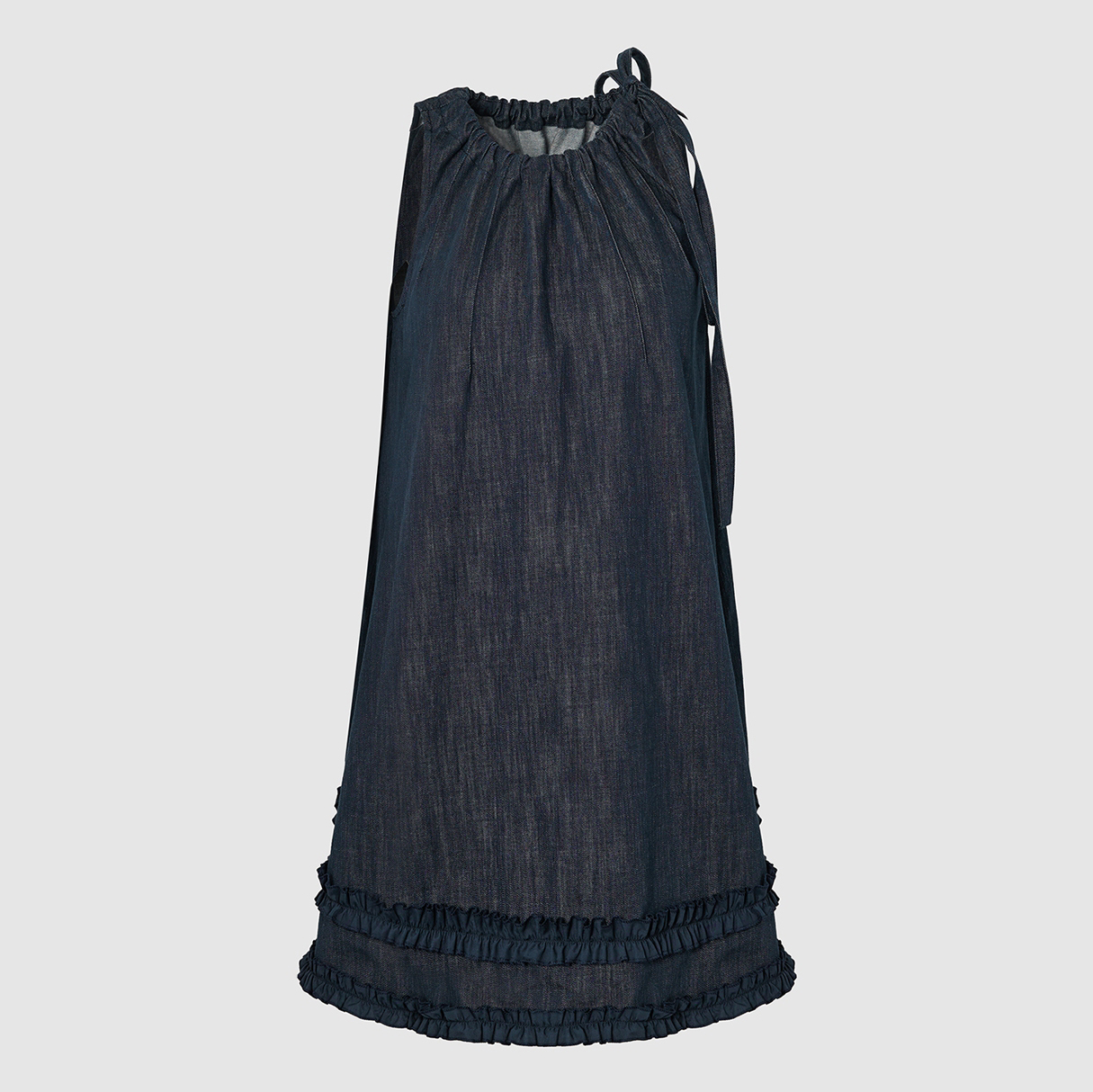 UR国内代购2025秋季女装度假风绑带木耳边牛仔连衣裙UYL850169