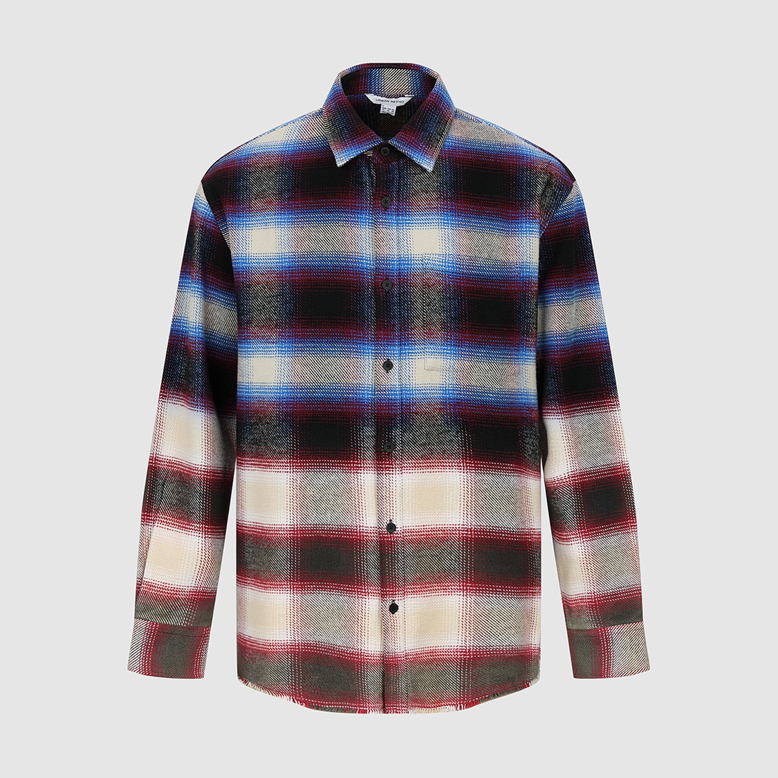 UR国内代购2025冬季男装时尚潮流撞色格纹棉质开襟衬衫UUV250049