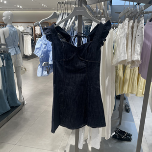 UR国内代购2025夏季女装复古荷叶边超短款牛仔连衣裙UYU850101