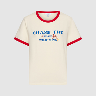 UR国内代购2026春季女装休闲复古撞色趣味字母印花T恤UYL460080