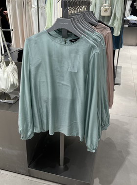 UR国内代购2025春季女时尚休闲轻通勤宽松圆领罩衫衬衫UWM250046