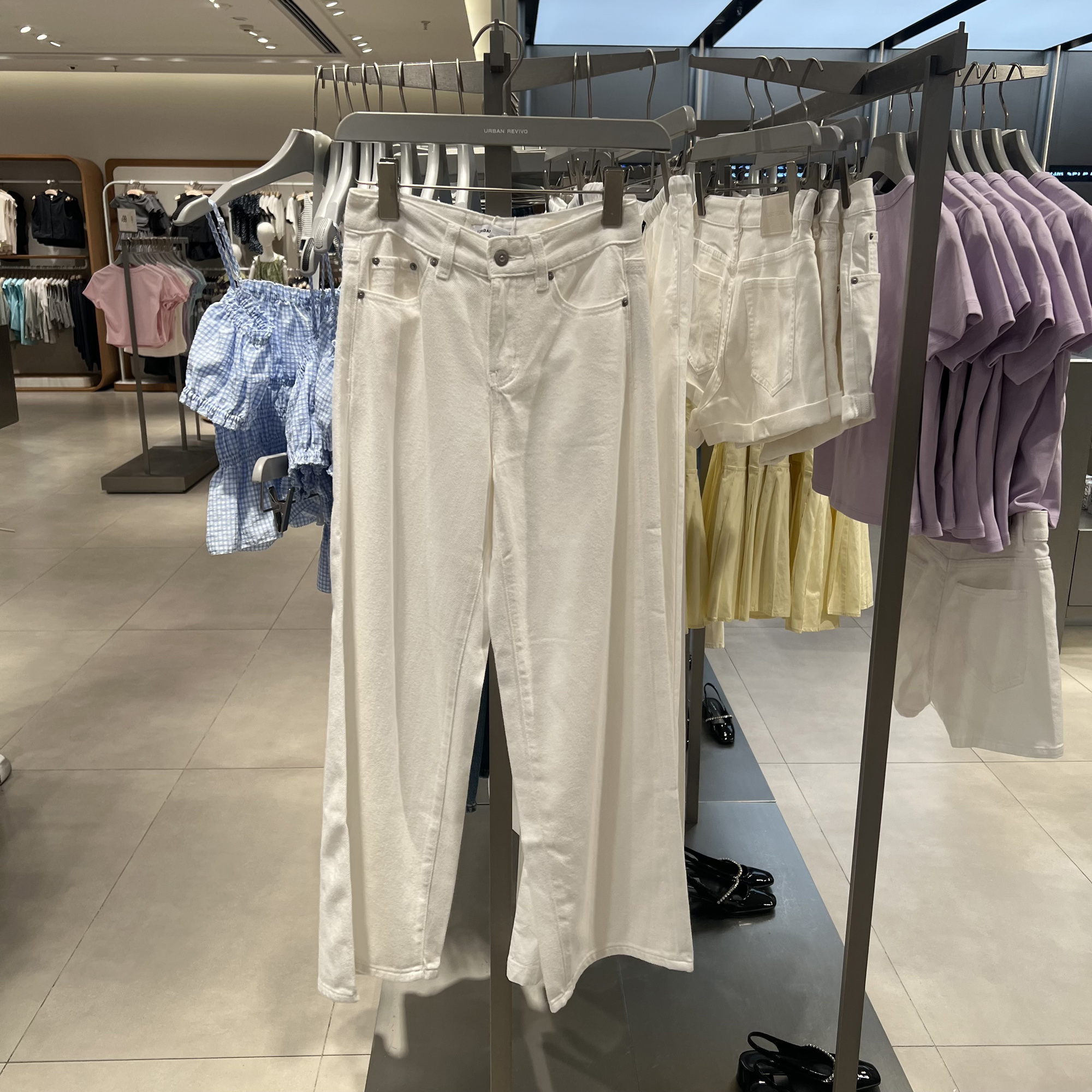 UR国内代购2025夏季女装淡人简约百搭丹宁阔腿休闲长裤UYY850105