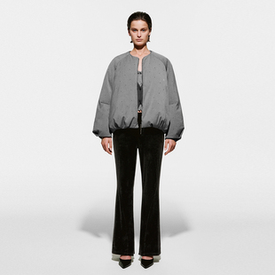 休闲格雷系双拉链烫钻羽绒外套UWG150121 女装 UR国内代购 2025冬季