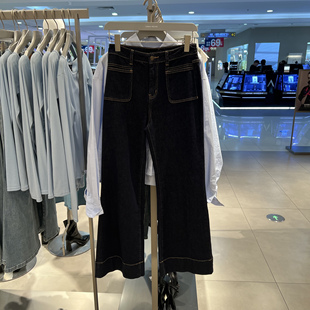 复古撞色明线高腰微喇牛仔长裤 女装 UWM850030 2025春季 UR国内代购