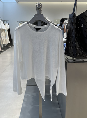 UR国内代购2025秋季女装简约休闲绑带超宽松长袖T恤UWH450091