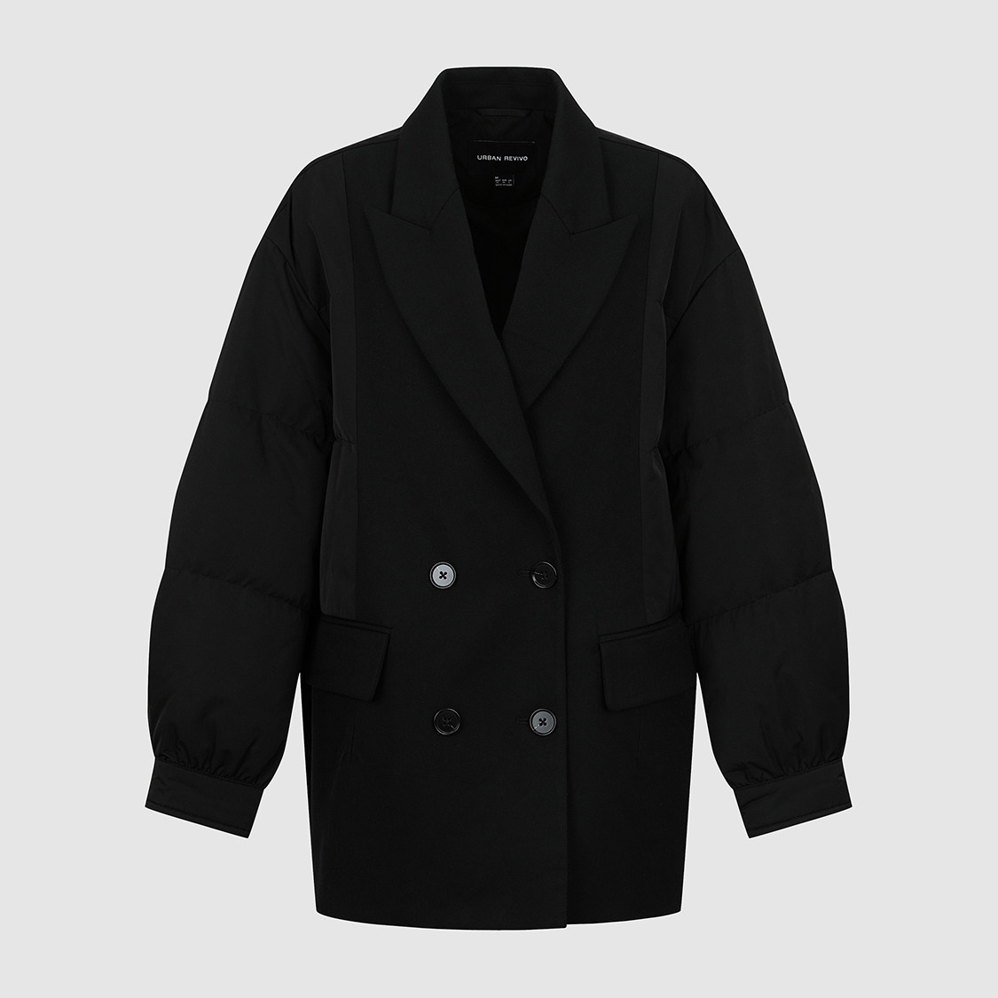 UR国内代购2025冬季女装复古通勤双排扣西装式羽绒外套UWG150130