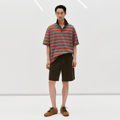 UR国内代购2026夏季男装休闲个性撞色条纹短袖马球衫UML460082