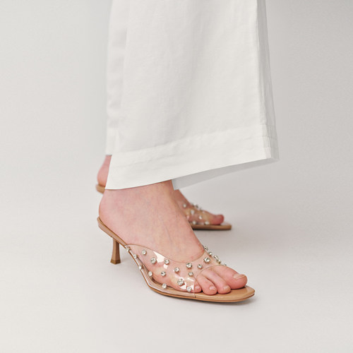 UR国内代购2026春夏女士经典气质透明钻饰露趾高跟拖鞋UAWS60022