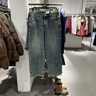 UR国内代购2026春季男装休闲做旧水洗棉质直筒牛仔长裤UML860006