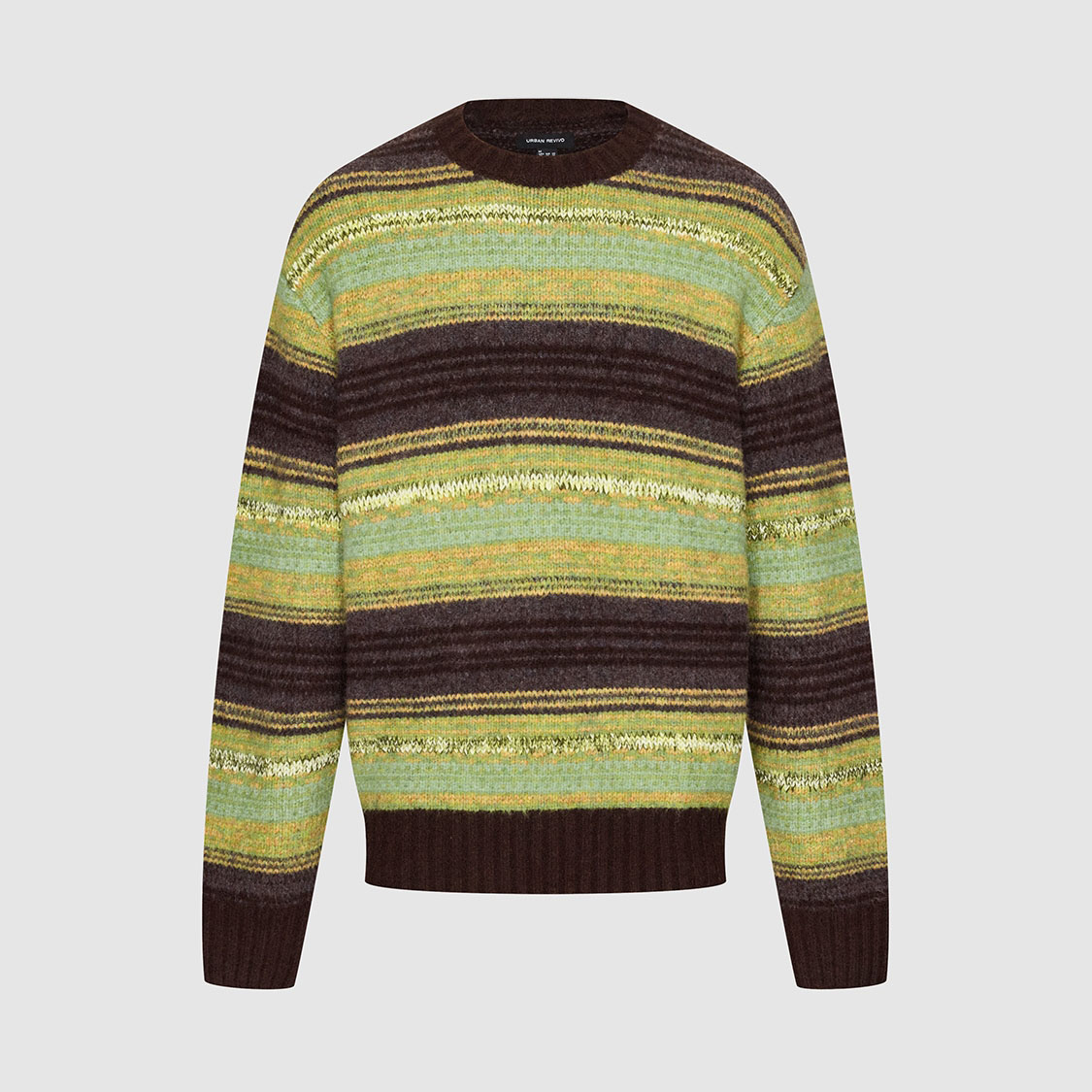 UR国内代购2025秋季男装休闲复古撞色条纹圆领针织衫UML950051