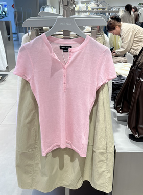 UR国内代购2025春季女装时尚氛围感修身纽扣圆领针织衫UWG950089