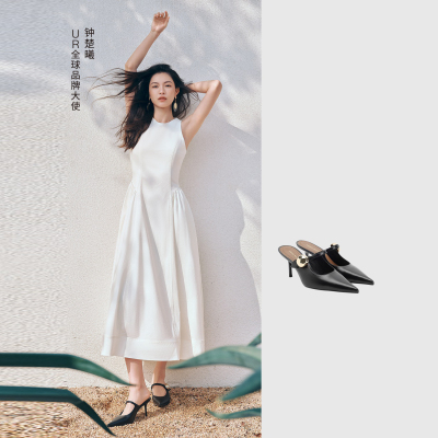 UR国内代购2026春季女士钟楚曦同款时尚百搭尖头拖鞋UAWS60032