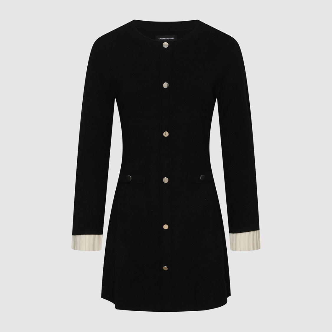 UR国内代购2025秋季女装时尚复古撞色超短款针织连衣裙UWG950256