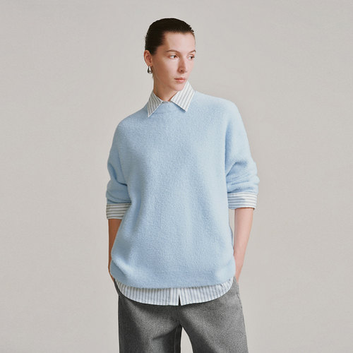 UR国内代购2025冬季女装气质简约日常毛绒圆领针织衫UWM950128