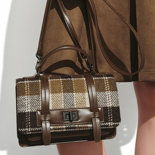 纹手提斜挎包UAYB50185 女士时髦复古学院风格 UR国内代购 2025秋季