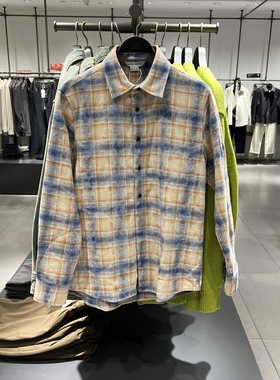 UR国内代购2025春季男装潮流休闲撞色复古开襟格子衬衫UMV250009