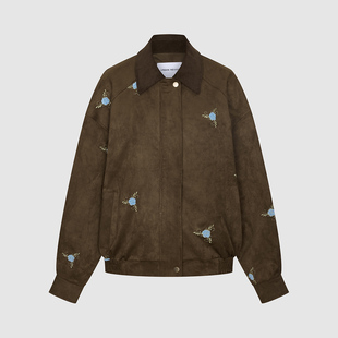 UR国内代购 女琥珀流光风拼接翻领花卉刺绣外套UYL160004 2025冬季