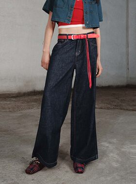 UR国内代购2026夏季女装气质日常明线包边直筒牛仔长裤UWM860136