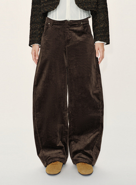 UR国内代购2025冬季女装休闲风简约百搭灯芯绒弯刀裤UYL650105