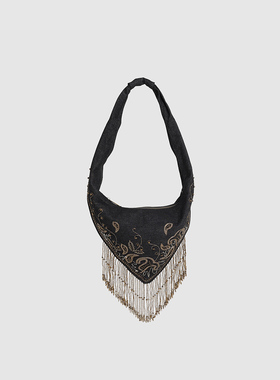 UR国内代购2026春季新款女士设计腰果花刺绣流苏单肩包UAWB60010