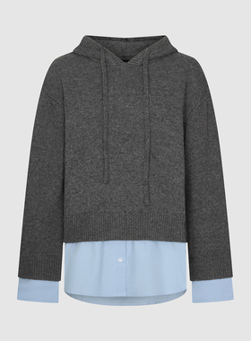 UR国内代购2026春季女装休闲日常撞色拼接假两件针织衫UWJ960015