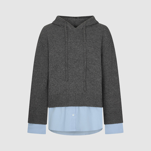 UR国内代购2026春季女装休闲日常撞色拼接假两件针织衫UWJ960015