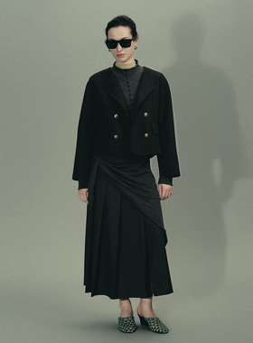 UR国内代购2026春季新款女装气质双排扣羊毛毛呢外套UWU160003