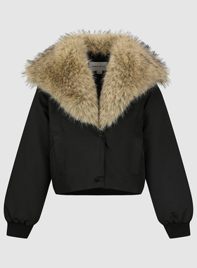 UR国内代购2025冬季女装潮流复古巴恩风毛领短款羽绒服UYV150107