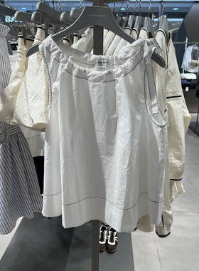 UR国内代购2025春季女装时髦休闲撞色明线无袖罩衫衬衫UYU250048