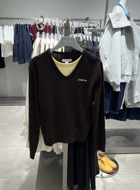 UR国内代购2025秋季女装休闲撞色假两件字母刺绣针织衫UYL950186