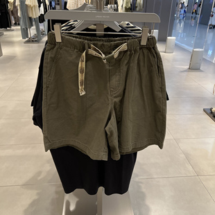 UR国内代购2025夏季男装复古休闲超宽松民族风织带短裤UML650056