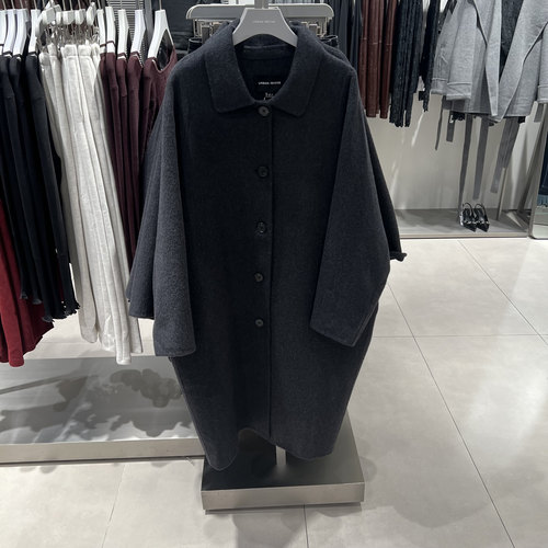 UR国内代购2025冬季女气质翻领含羊毛呢料长款毛呢大衣UWM150075