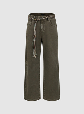 UR国内代购2026春季男装复古编绳腰带棉质弯刀休闲长裤UML860016